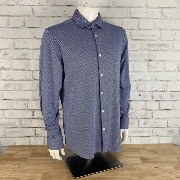 Mizzen+Main Shirt Men's XL Trim Fit Long Sleeve Button Up Blue SLIM - Picture 8 of 13